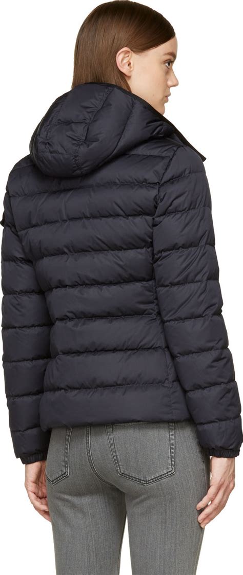 Quilted matte nylon coat in blue 